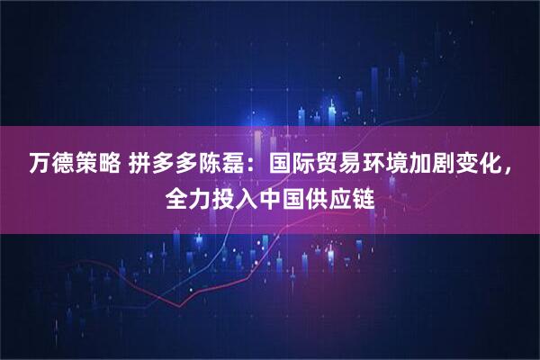 万德策略 拼多多陈磊：国际贸易环境加剧变化，全力投入中国供应链