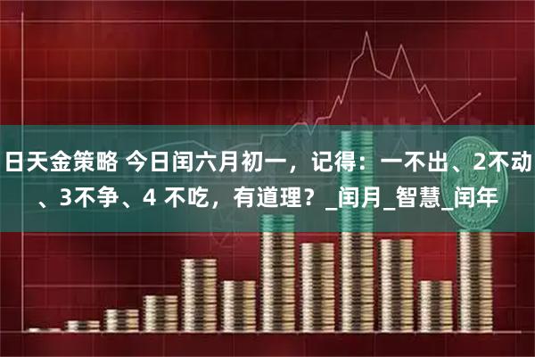日天金策略 今日闰六月初一，记得：一不出、2不动、3不争、4 不吃，有道理？_闰月_智慧_闰年